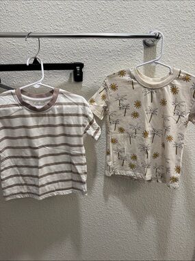 Grayson Mini  Cream Palm Tree & Daisy Print Tee - Unbranded